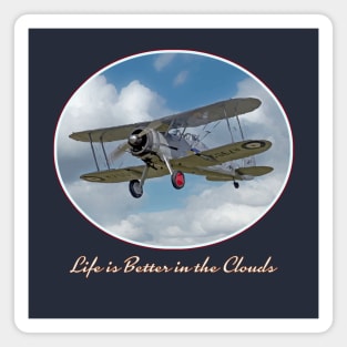 Vintage Biplane - Cool retro plane "Life is Better in the Clouds" Magnet